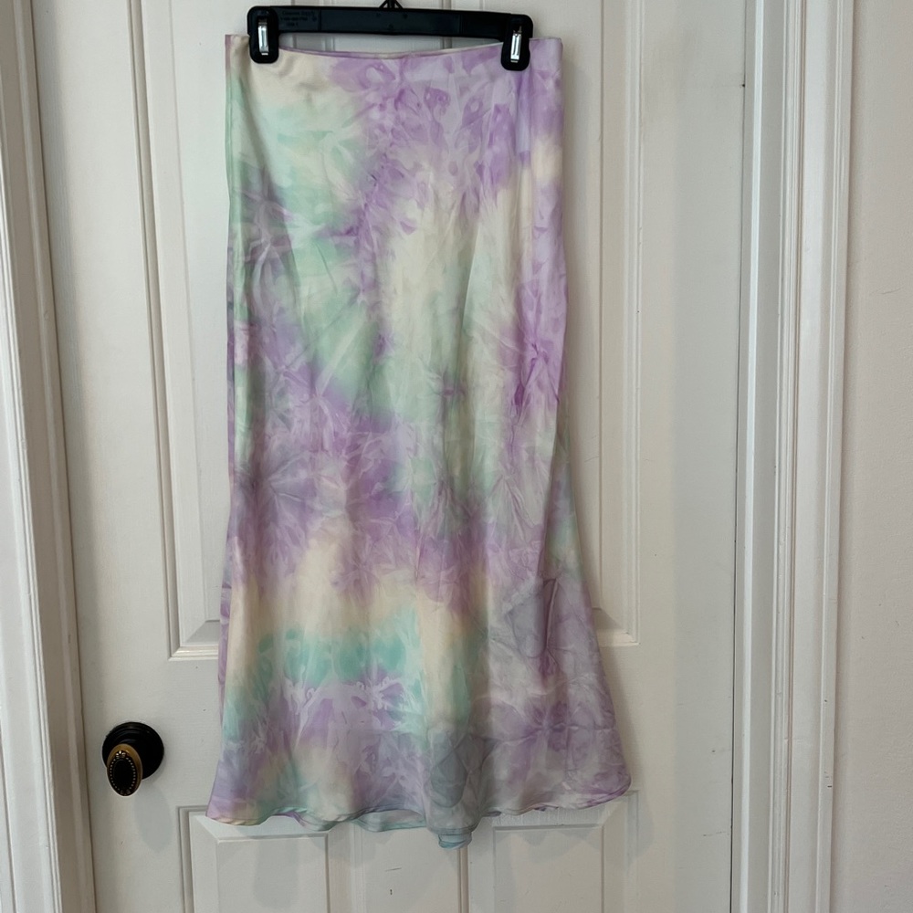 Tie dye silk skirt size Large